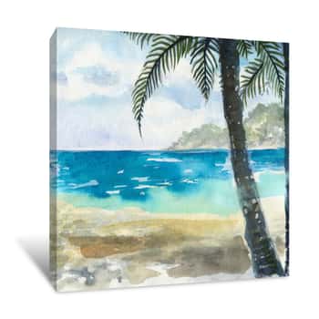 Image of Ocean Watercolor Hand Painting Illustration Canvas Print