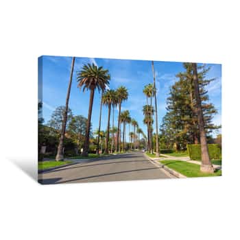 Image of Beverly Hills Street With Palm Trees, Los Angeles Canvas Print