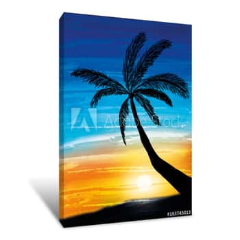 Image of Palm On The Sunset Canvas Print