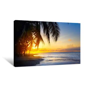 Image of Art Beautiful Sunrise Over The Tropical Beach Canvas Print