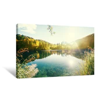 Image of Lake In Forest, Croatia, Plitvice Canvas Print