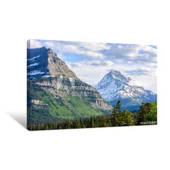 Image of Mountains In Glacier National Park, Montana Canvas Print