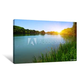 Image of Lake Water And Sun Canvas Print