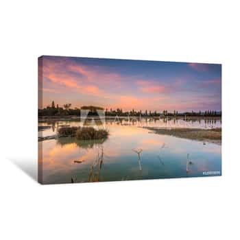 Image of Colorful Sundown At Swamp Canvas Print