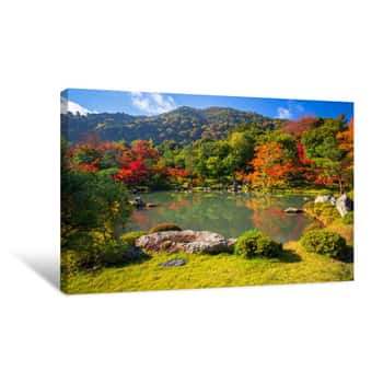 Image of Autumn At Zen Garden Of The Tenryu-ji Temple In Arashiyama, Japan Canvas Print