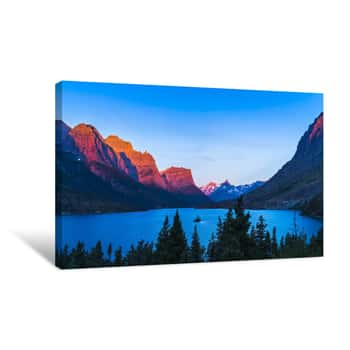 Image of Beautiful Sunrise At Wild Goose Island,Glacier National Park,Montana,usa Canvas Print
