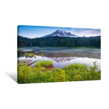 Image of Mount Rainier Lake Reflection Canvas Print