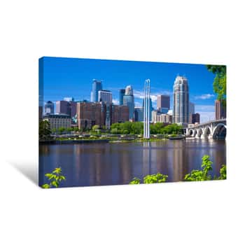 Image of Mississippi River, Minneapolis Skyline Canvas Print