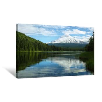 Image of The Mount Hood Reflection In Trillium Lake Canvas Print