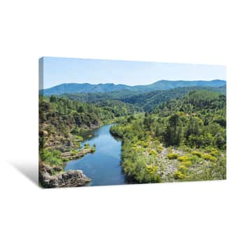 Image of Ardeche, Gorges, Beautiful Touristic Landscape With The River Canvas Print