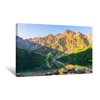 Image of Famous Lake Morskie Oko In The Tatras In Poland At Dawn Canvas Print