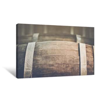 Image of Wine Barrel With Vintage Instagram Film Style Filter Canvas Print