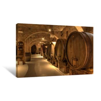 Image of Wine Cellar In Abbey Of Monte Oliveto Maggiore Canvas Print