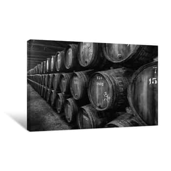 Image of Barrels Of Port In Winery Canvas Print