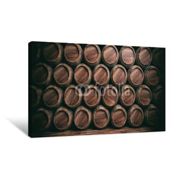 Image of Wooden Barrels Background  3d Illustration Canvas Print