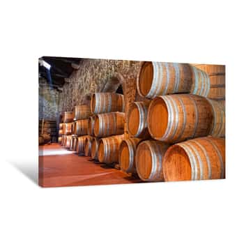 Image of Cellar With Wine Barrels Canvas Print
