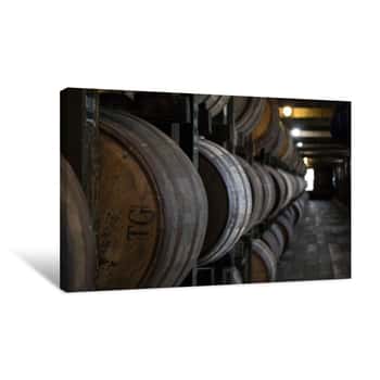 Image of Bourbon Barrels In Rickhouse Canvas Print