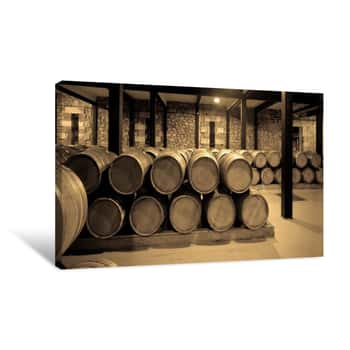 Image of Aged Photo Of Wine Cellar Canvas Print