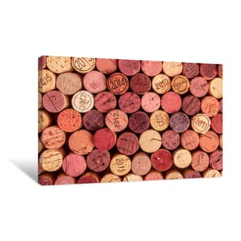 Image of Wine Corks Background, Overhead Photo Of Red And White Wine Corks Canvas Print