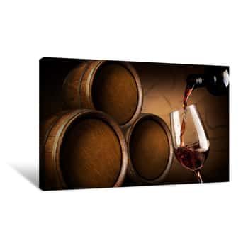 Image of Pouring Wine In Cellar Canvas Print