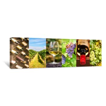 Image of Oenology And Wine Panoramic Photo Collage, Wine Concept Canvas Print