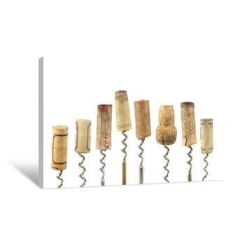 Image of Collection Of Wine Corks, Isolated On White Background Canvas Print