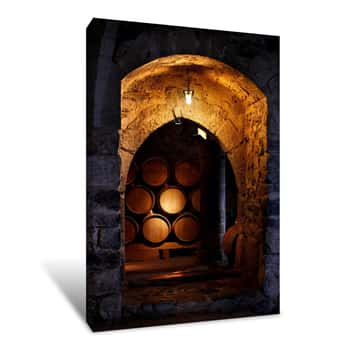 Image of Barrel Of Wine In Winerry Canvas Print
