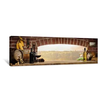 Image of Wine Tasting In The Cellar Canvas Print