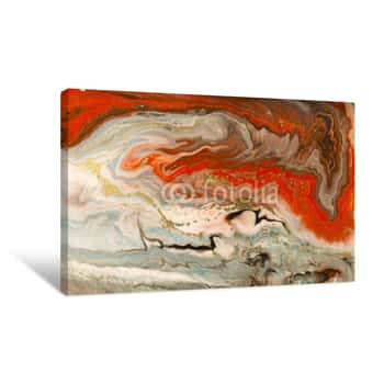 Image of Gold Marbling Texture Design  Red And Golden Marble Pattern  Fluid Art Canvas Print