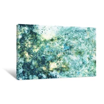 Image of Abstract Marble Texture  Fractal Background In Blue, Green And Golden Colors  Fantasy Digital Art  3D Rendering Canvas Print