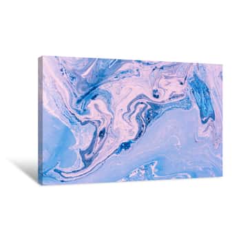 Image of Blue Violet Marbling Texture  Creative Background With Abstract Oil Painted Waves, Handmade Surface  Liquid Paint Canvas Print