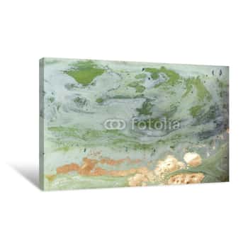 Image of Marbled Green And Golden Abstract Background  Liquid Marble Pattern Canvas Print