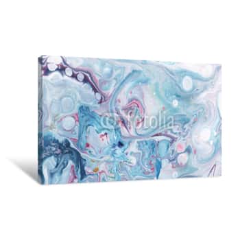 Image of Colorful Blue Wavy Texture  Abstract Acrylic Painting Canvas Print