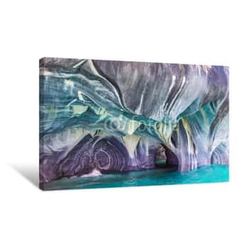 Image of Nature\'s Art In Blue At The Marble Caves In Chile (catedral De Marmol) Canvas Print