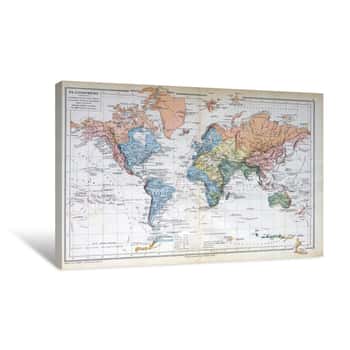 Image of Old Map Of 1883, World Map Canvas Print