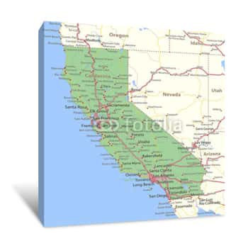 Image of California-US-States-VectorMap-A Canvas Print