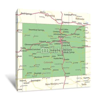 Image of Colorado-US-States-VectorMap-A Canvas Print