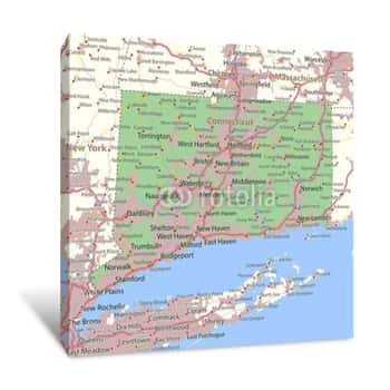 Image of Connecticut-US-States-VectorMap-A Canvas Print