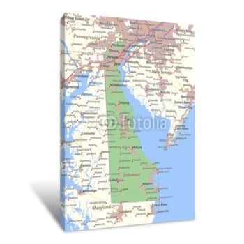 Image of Delaware-US-States-VectorMap-A Canvas Print