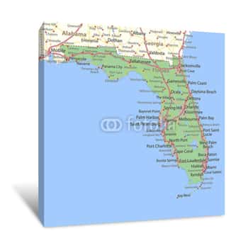 Image of Florida-US-States-VectorMap-A Canvas Print
