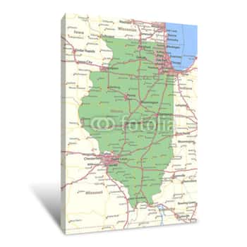 Image of Illinois-US-States-VectorMap-A Canvas Print
