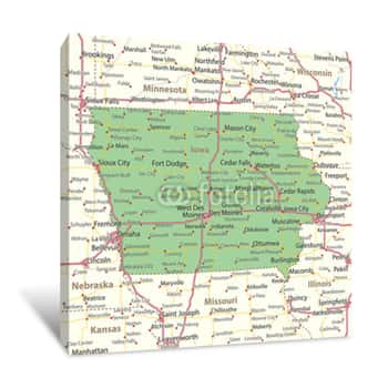 Image of Iowa-US-States-VectorMap-A Canvas Print
