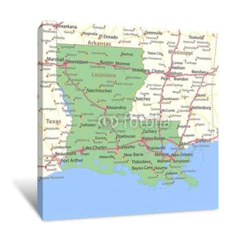 Image of Louisiana-US-States-VectorMap-A Canvas Print
