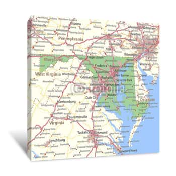 Image of Maryland-US-States-VectorMap-A Canvas Print