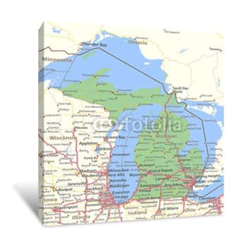 Image of Michigan-US-States-VectorMap-A Canvas Print