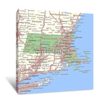 Image of Massachusetts-US-States-VectorMap-A Canvas Print