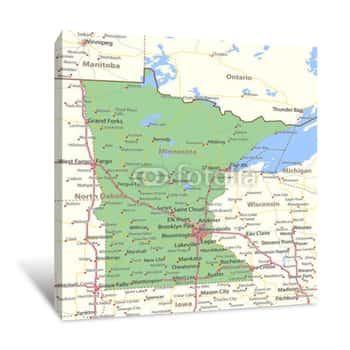 Image of Minnesota-US-States-VectorMap-A Canvas Print