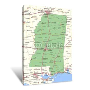 Image of Mississippi-US-States-VectorMap-A Canvas Print
