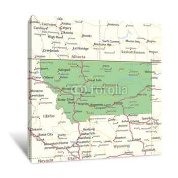 Image of Montana-US-States-VectorMap-A Canvas Print