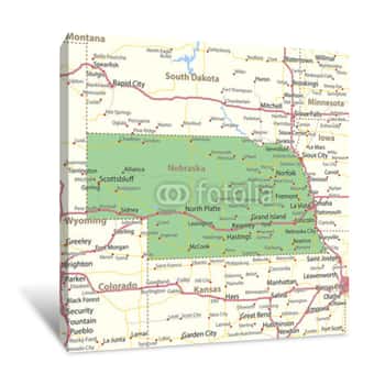 Image of Nebraska-US-States-VectorMap-A Canvas Print